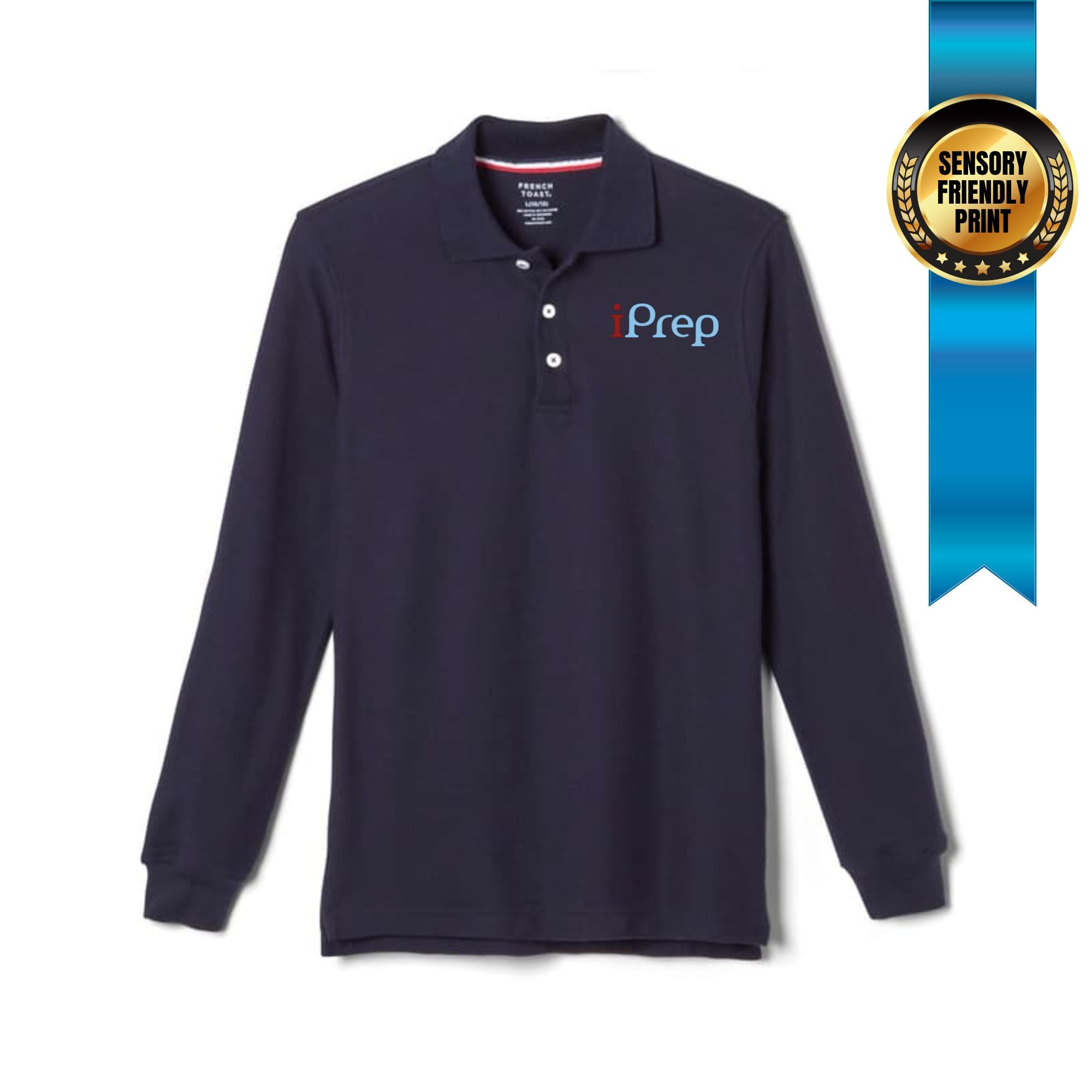 iprep 5th 8th unisex polo navy printed long sleeve