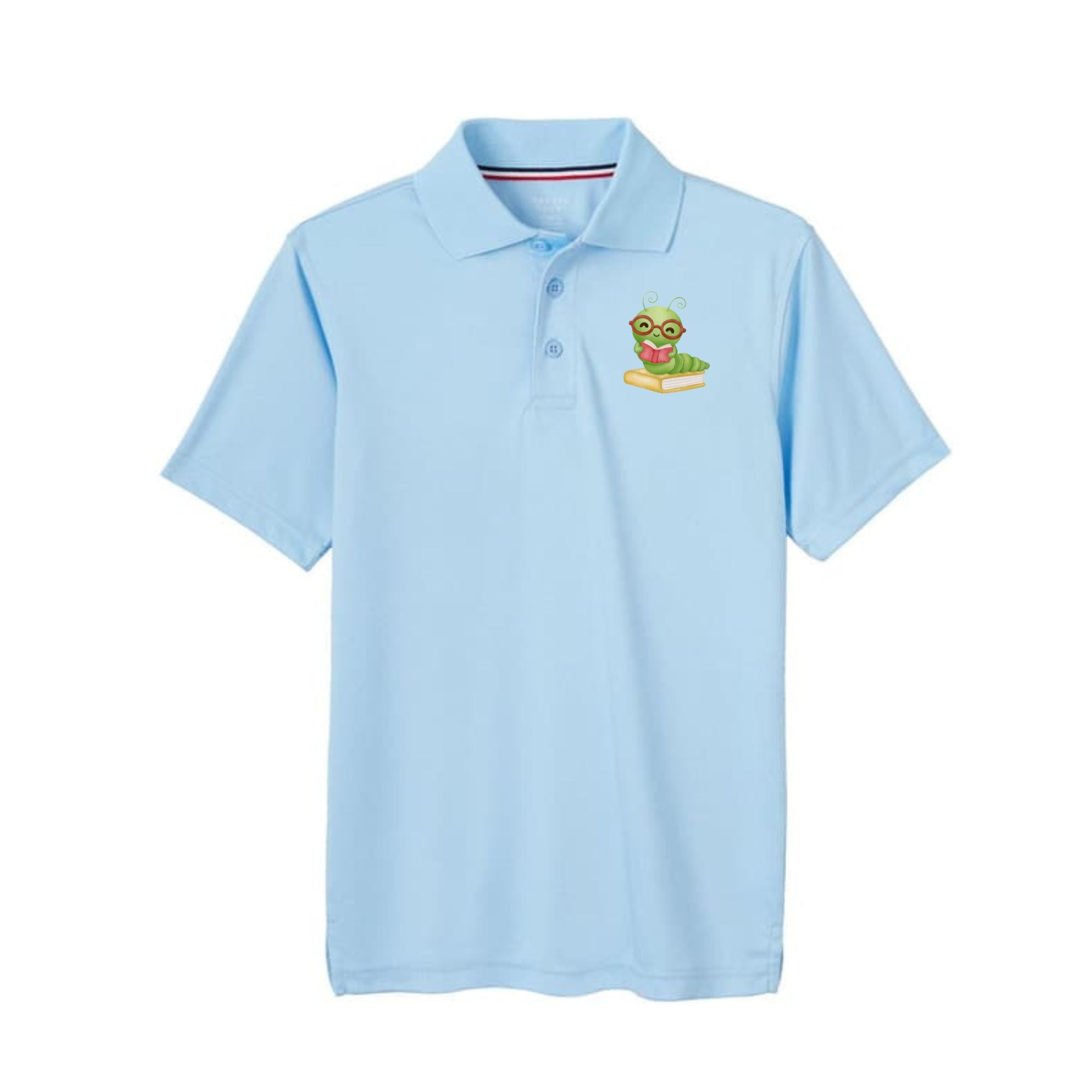 Teacher book worm performance polo