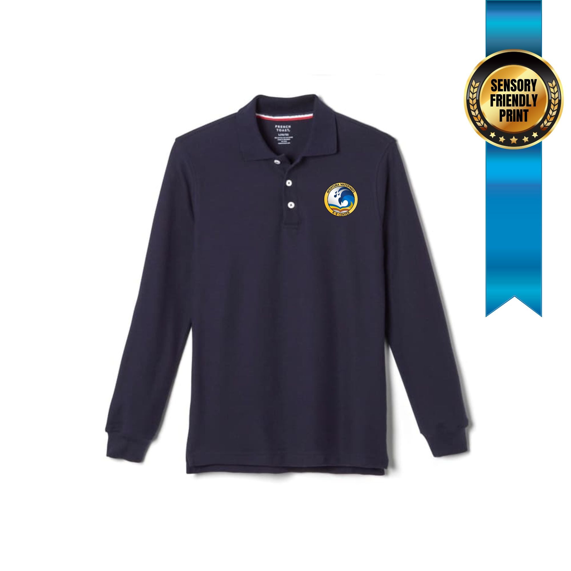 long sleeve pique polo 7th printed